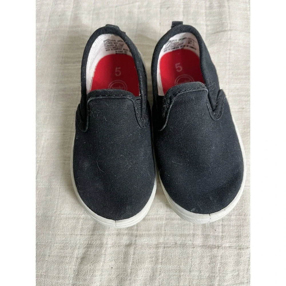Wonder Nation Toddler Unisex Kids Black Slip On Casual Low Top‎ Shoes Size 5